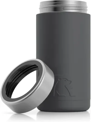 RTIC Craft Can Cooler Insulated, Drink, Beverage, Bottle, Soda Can Cooler with Lid, Stainless Steel Metal, Double Wall Insulation Coozie for Cans, Sweat Proof, 16 oz, Charcoal