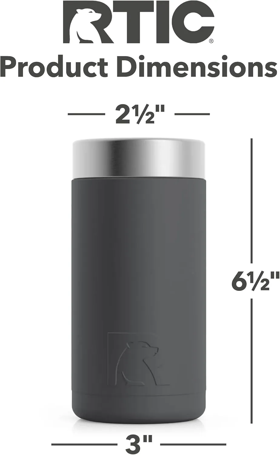 RTIC Craft Can Cooler Insulated, Drink, Beverage, Bottle, Soda Can Cooler with Lid, Stainless Steel Metal, Double Wall Insulation Coozie for Cans, Sweat Proof, 16 oz, Charcoal