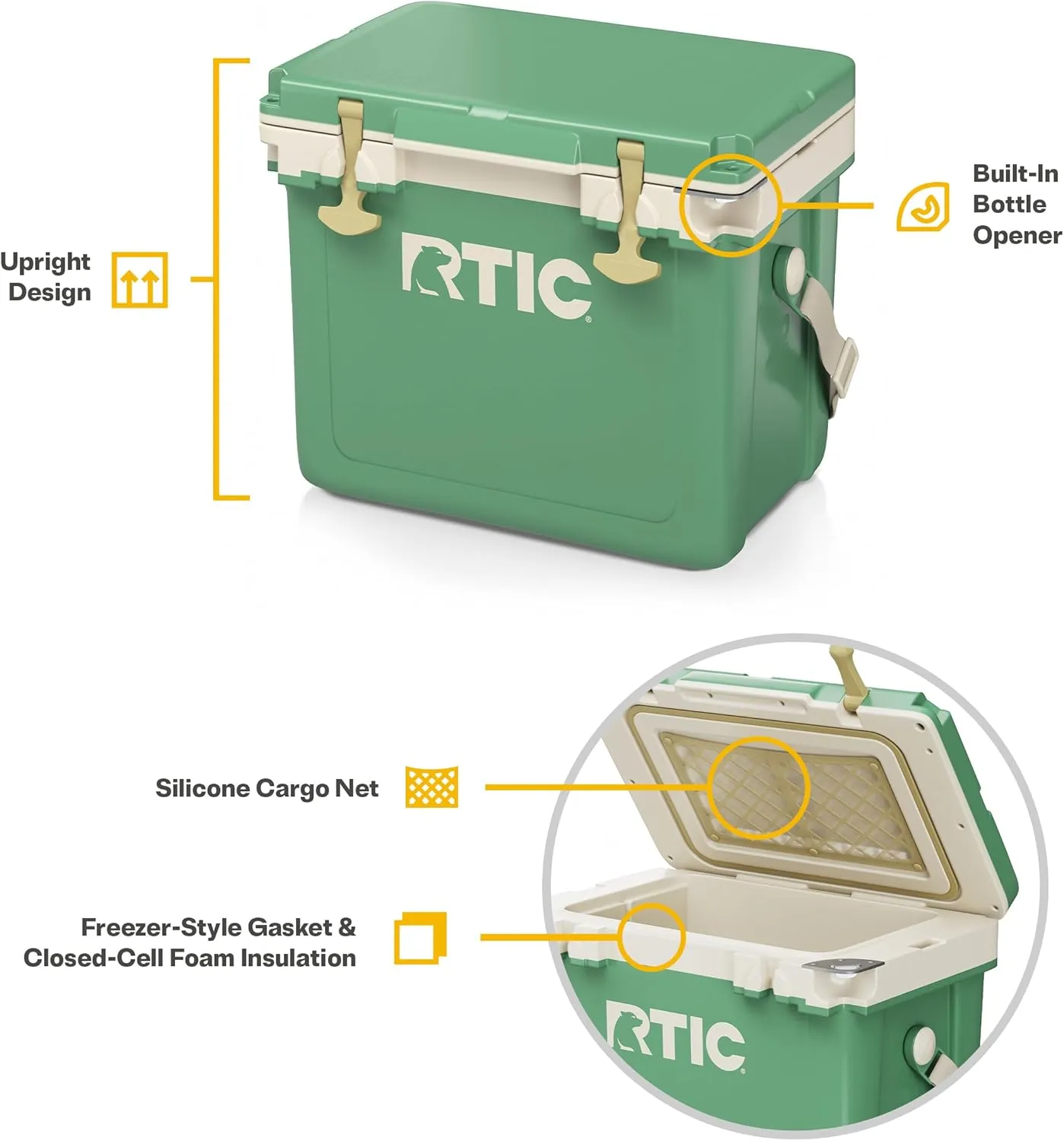 RTIC Ultra-Light 22 Quart Hard Cooler Insulated Portable Ice Chest Box for Drink, Beverage, Beach, Camping, Picnic, Fishing, Boat, Barbecue, 30% Lighter Than Rotomolded Coolers