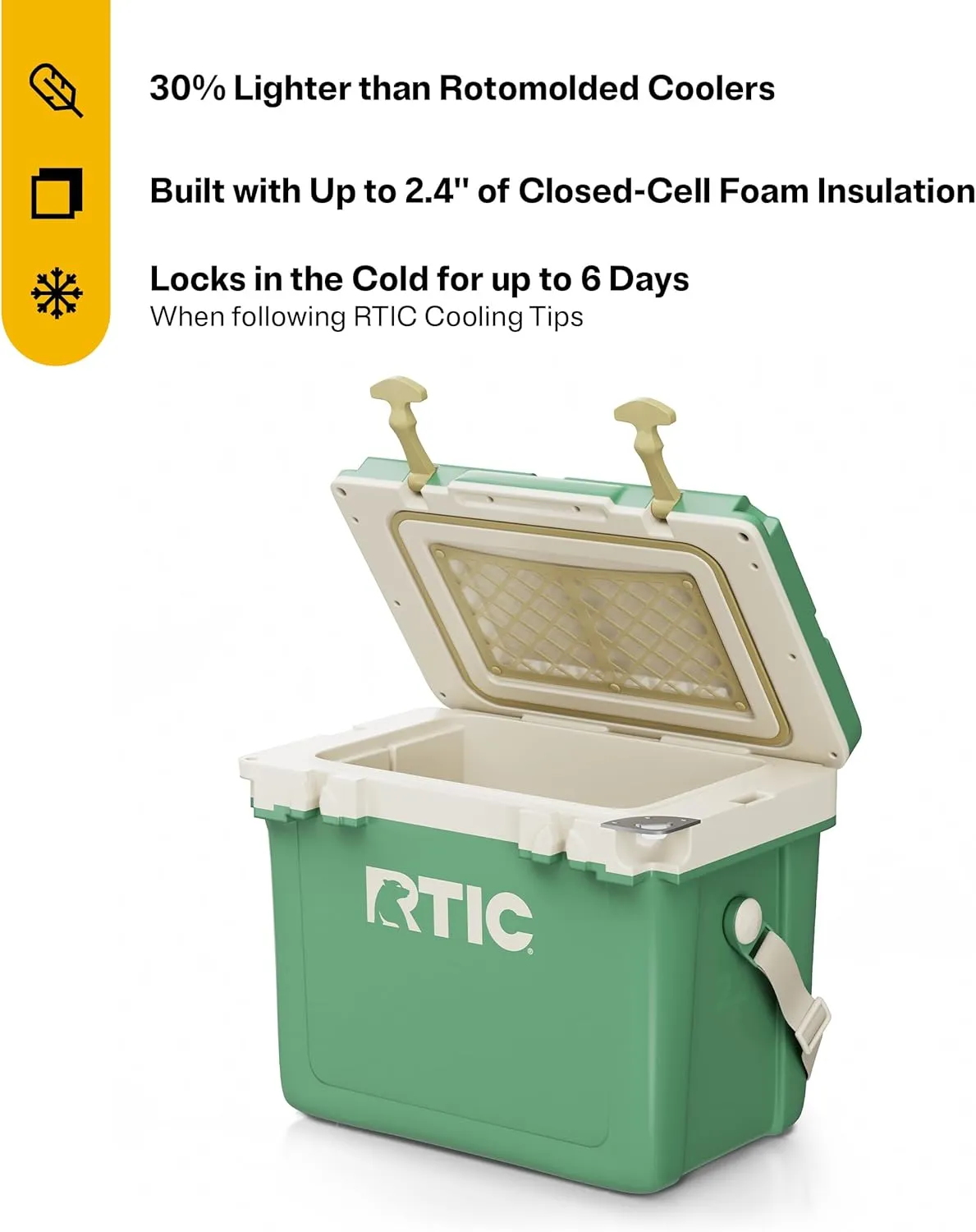 RTIC Ultra-Light 22 Quart Hard Cooler Insulated Portable Ice Chest Box for Drink, Beverage, Beach, Camping, Picnic, Fishing, Boat, Barbecue, 30% Lighter Than Rotomolded Coolers