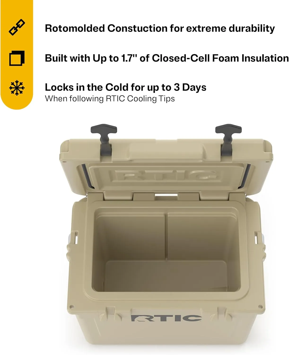 RTIC Ultra-Tough Cooler, Hard Insulated Ice Chest Box for Beach, Drink, Beverage, Camping, Picnic, Fishing, Boat, Barbecue