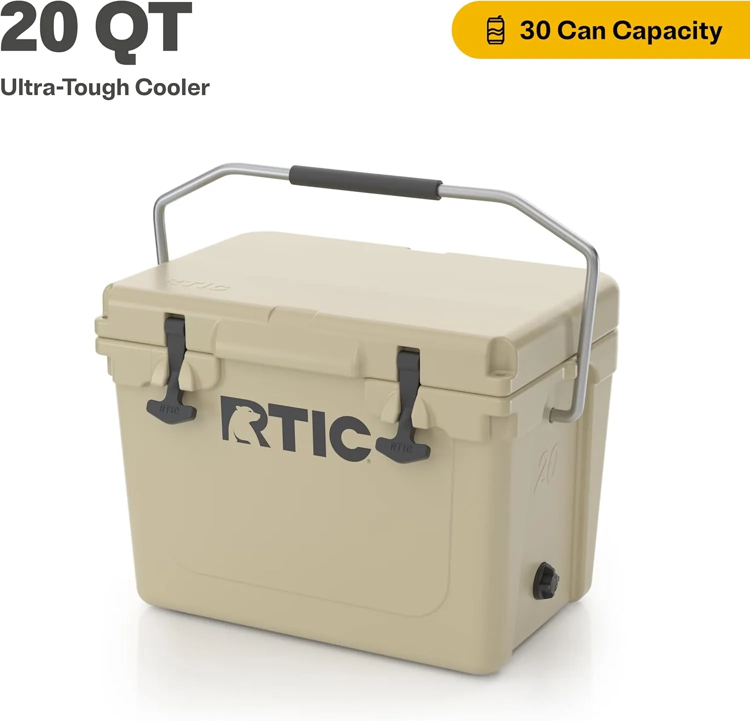 RTIC Ultra-Tough Cooler, Hard Insulated Ice Chest Box for Beach, Drink, Beverage, Camping, Picnic, Fishing, Boat, Barbecue
