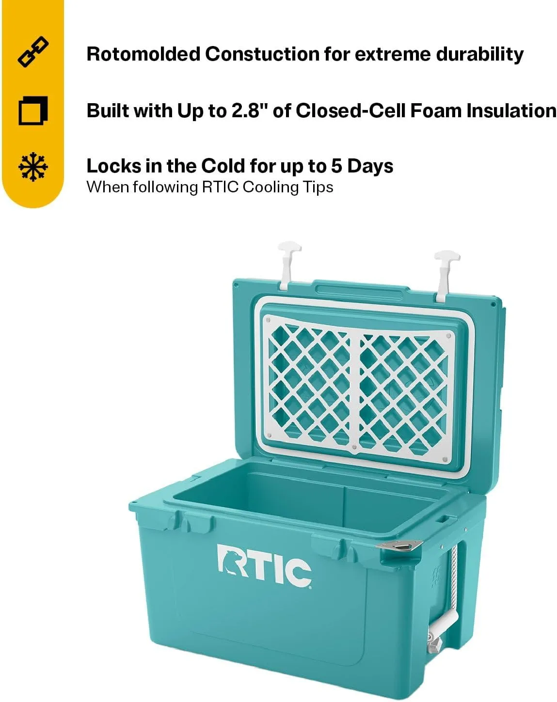 RTIC Ultra-Tough Cooler Hard Insulated Portable Ice Chest Box for Beach, Drink, Beverage, Camping, Picnic, Fishing, Boat, Barbecue