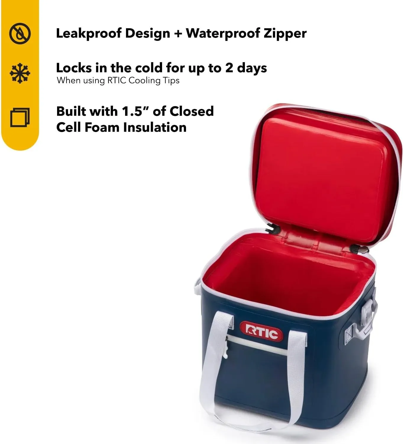 RTIC Ultra-Tough Soft Cooler 20 Can, Insulated Bag Portable Ice Chest Box for Lunch, Beach, Drink, Beverage, Travel, Camping, Picnic, Car, Trips, Floating Cooler Leak-Proof with Zipper