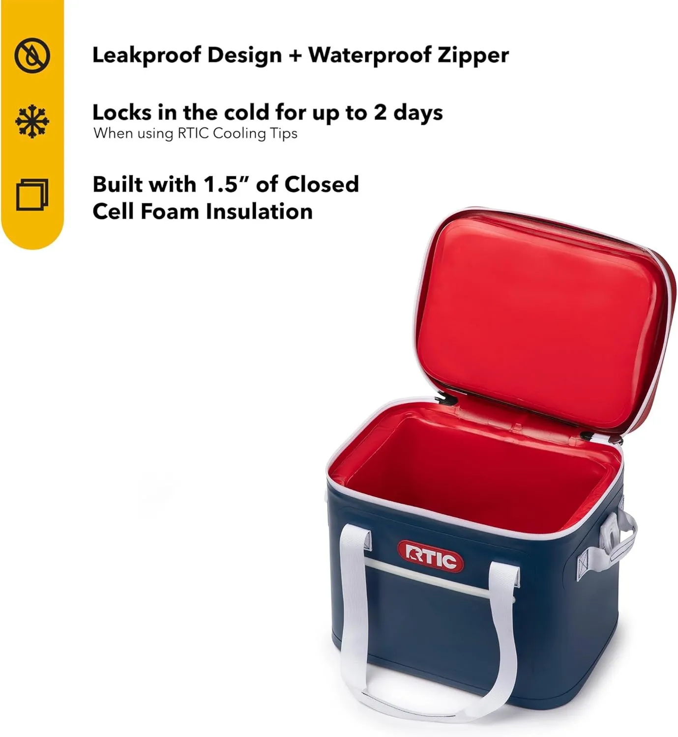 RTIC Ultra-Tough Soft Cooler 30 Can, Insulated Bag Portable Ice Chest Box for Lunch, Beach, Drink, Beverage, Travel, Camping, Picnic, Car, Trips, Floating Cooler Leak-Proof with Zipper