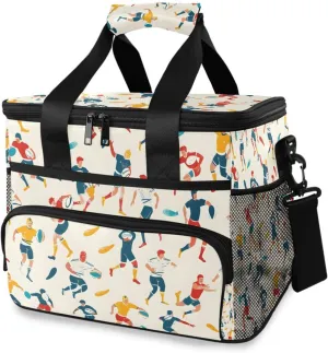 Rugby Sports Cooler Bag Insulated Cooler Soft Sided Cooler 24 Can Portable Picnic Bag Large Leakproof Lunch Bag Box for Beach Grocery Camping Travel Car Men Women