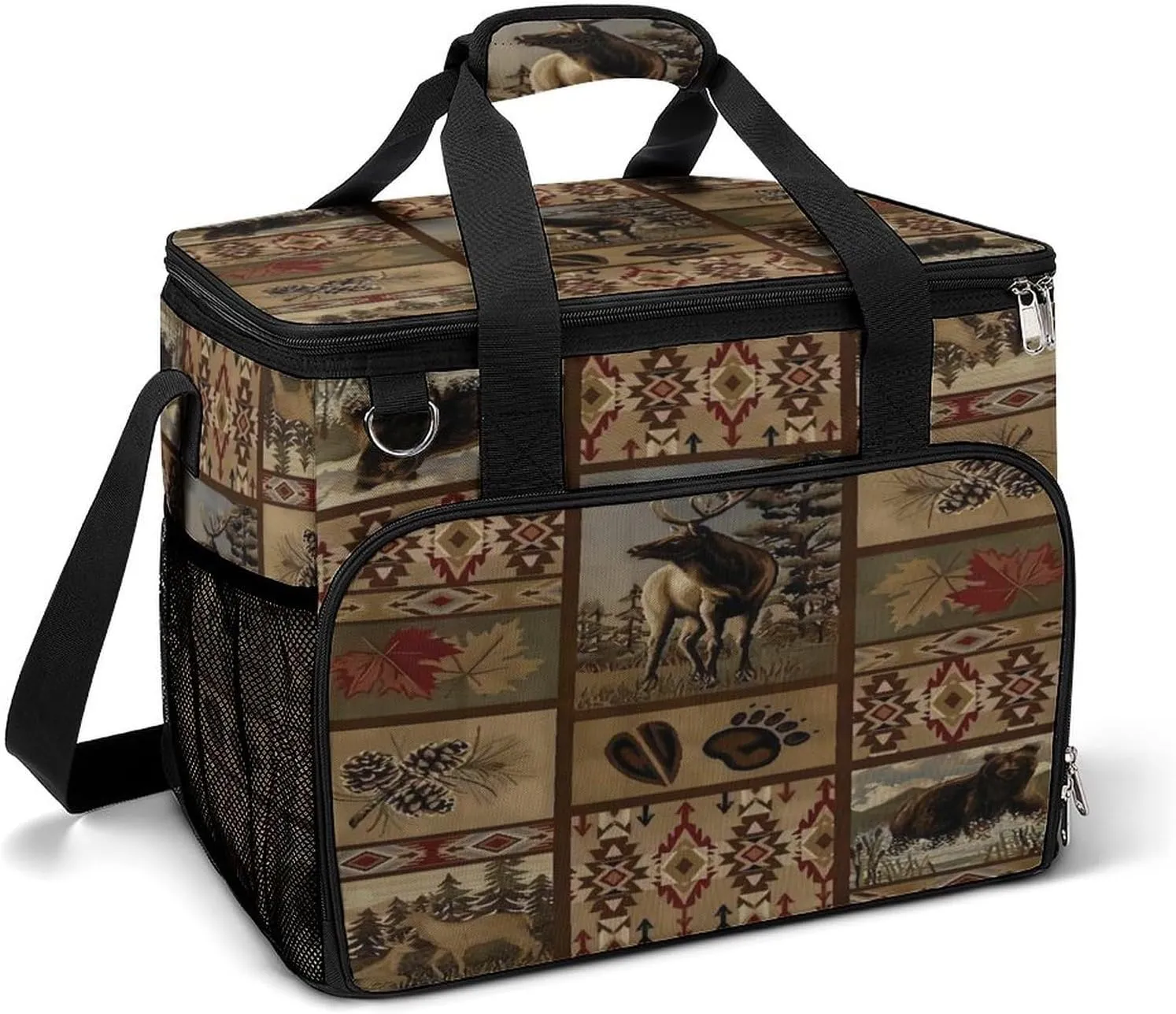Rustic Natural Cabin Montana Wild Lodge Cooler Bag, Collapsible Soft Sided Cooler, Large Leakproof Camping Cooler, Portable Travel Cooler for Camping, Road Trips