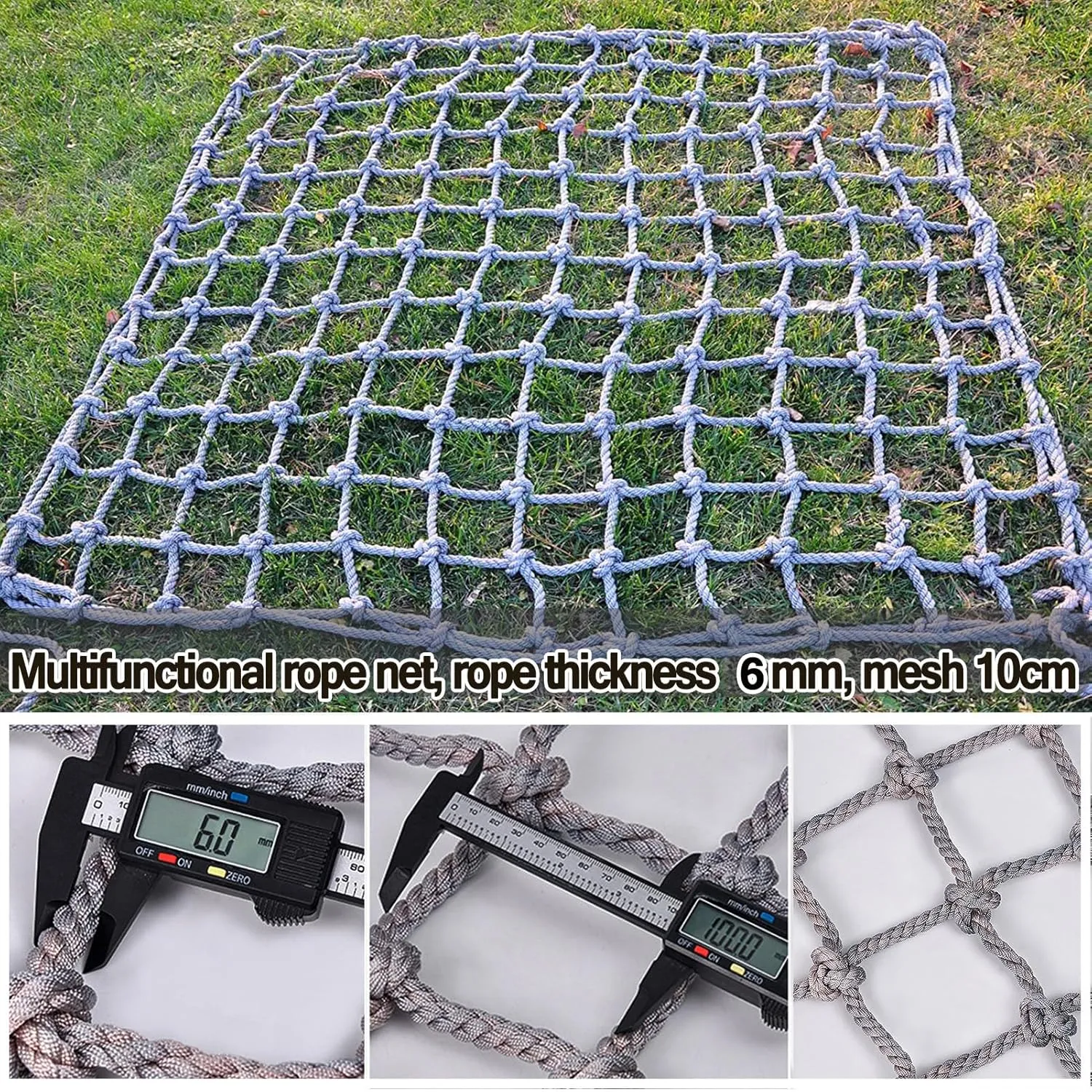 Safety Climbing Rope Net Heavy Duty Polyamide Rope Cargo Net Outdoor Climbing Frame Net for Garden Backyard Playground Net Hammock Swing Set,1Mx6M(3.3FTx19.7FT)