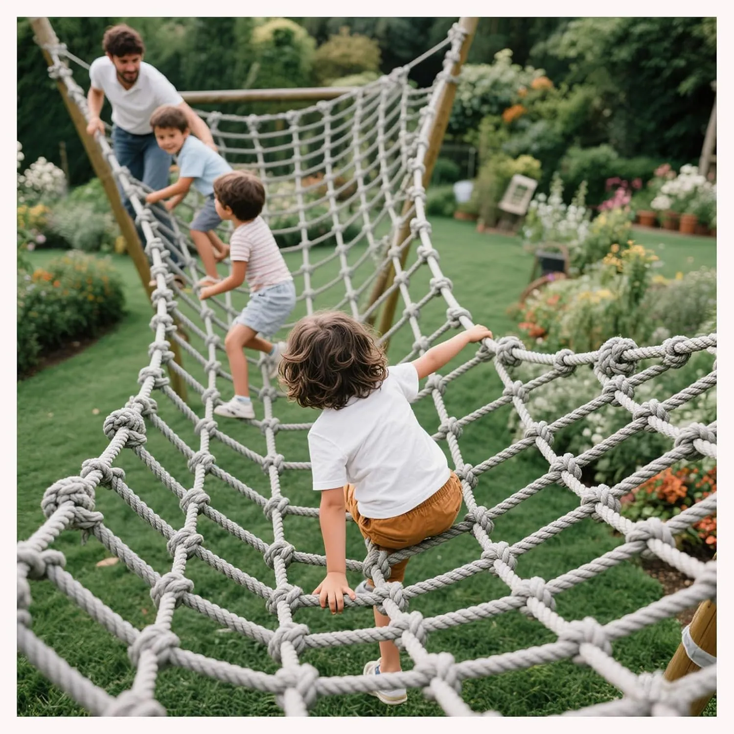 Safety Climbing Rope Net Heavy Duty Polyamide Rope Cargo Net Outdoor Climbing Frame Net for Garden Backyard Playground Net Hammock Swing Set,1Mx6M(3.3FTx19.7FT)