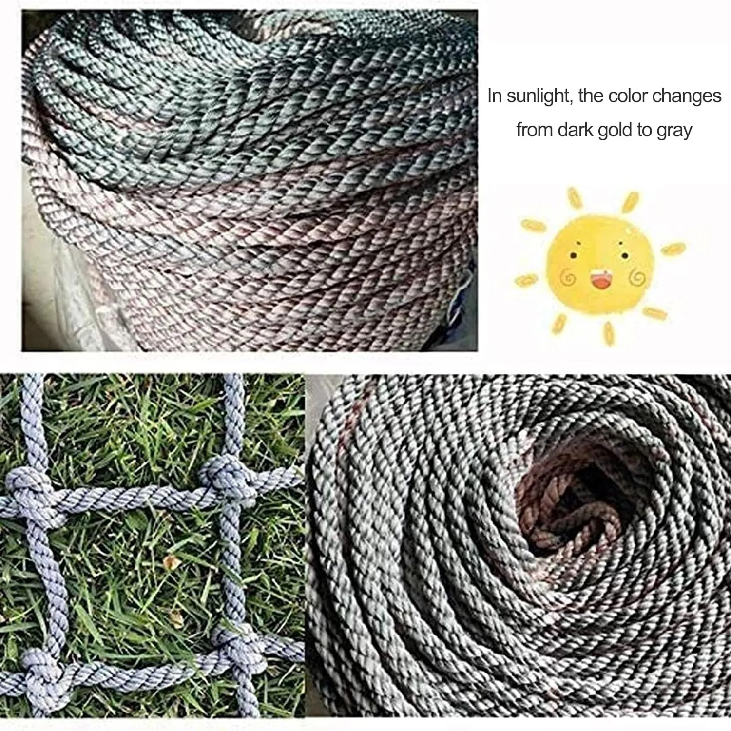 Safety Net Rope, Heavy Duty Net, Rope Climbing Net,Fence Stairs Balcony Railings Garden Playground Protection Playground Play Safety Net Outdoor Climbing Cargo Net(Size:2Mx2M(6.6FTx6.6FT))