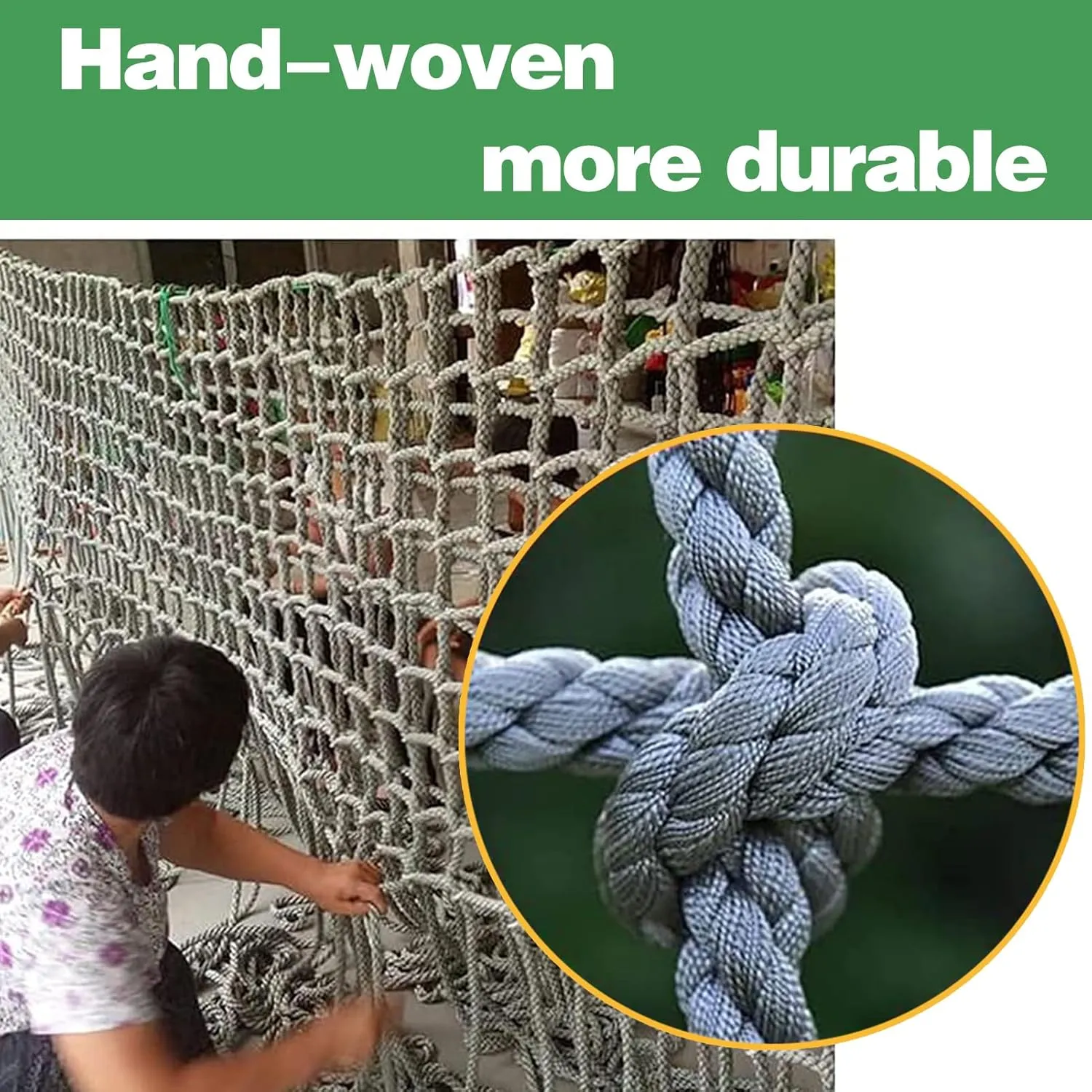 Safety Net Rope, Rope Climbing Net Heavy Duty Net, Fence Stairs Balcony Railings Garden Playground Protection Playground Play Safety Net Outdoor Climbing Cargo Net(Size:1Mx2M(3.3FTx6.6FT))