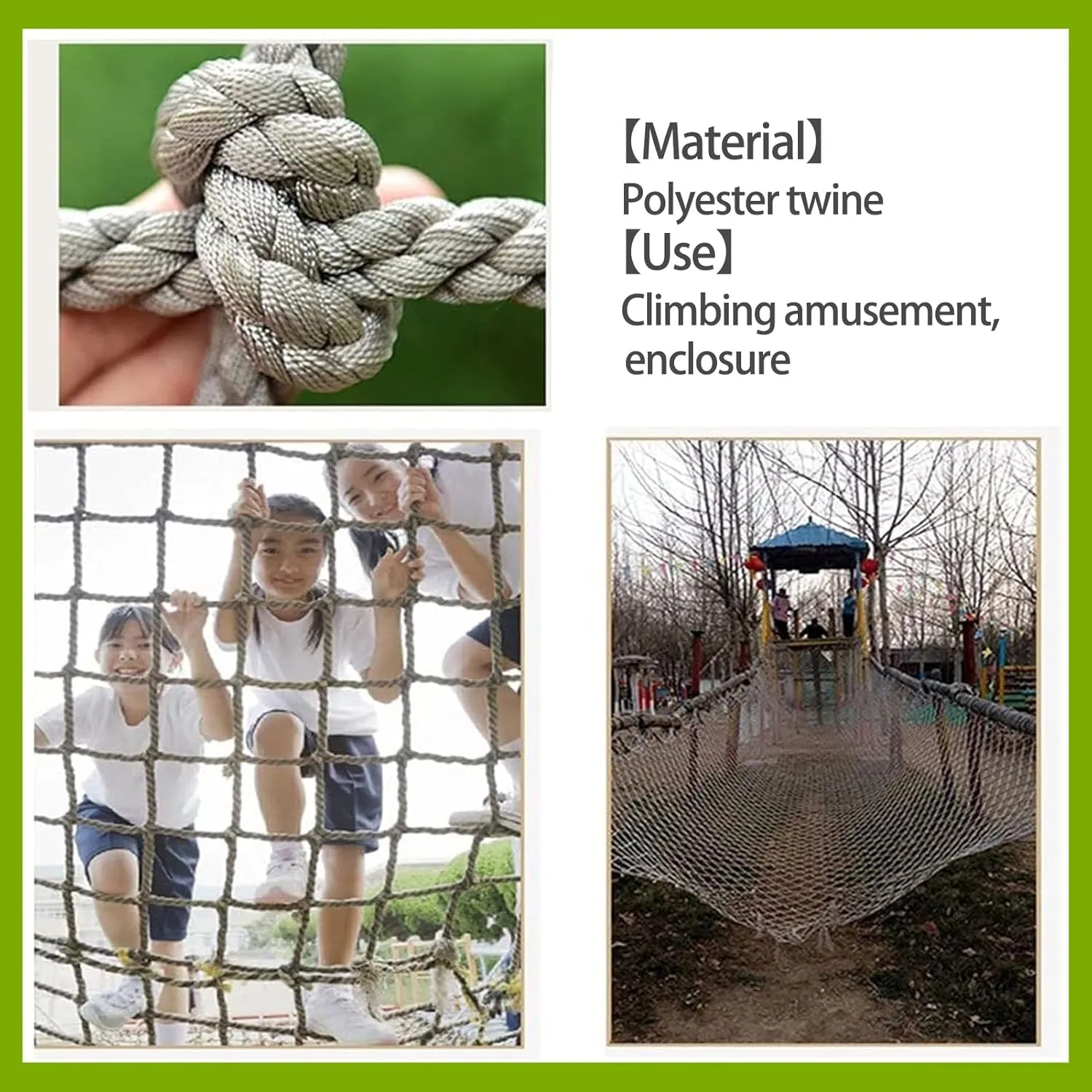 Safety Net Rope, Rope Climbing Net Heavy Duty Net, Fence Stairs Balcony Railings Garden Playground Protection Playground Play Safety Net Outdoor Climbing Cargo Net(Size:1Mx2M(3.3FTx6.6FT))