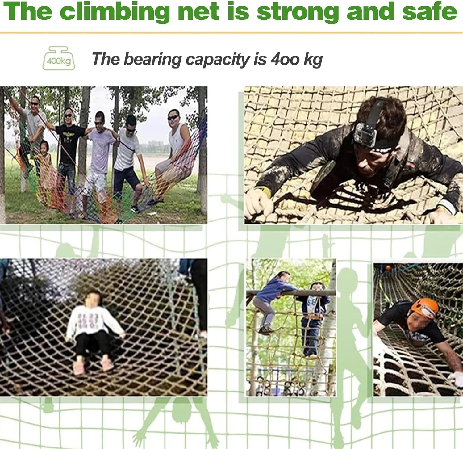 Safety Protection Net, Polyester Playground Climbing Net, Climbing Cargo Rope Net, Heavy Duty Climbing Net for Outdoor, Rope Ladder, Treehouse(Size:1Mx1M(3.3FTx3.3FT))