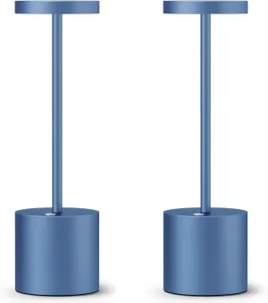 SAKRINGT 2 Pack Cordless Table Lamp Rechargeable,5000mAh Battery Powered Table Light, Dimming Portable LED Desk Lamp for Restaurant/Outdoor(Blue)