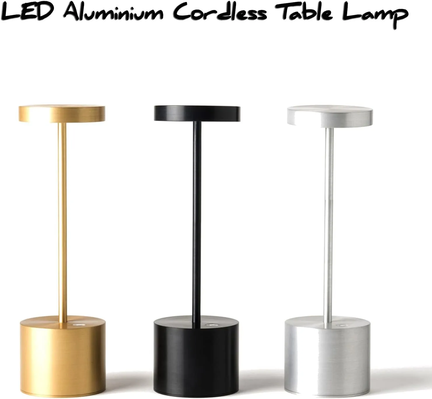 SAKRINGT 2 Pack Rechargeable Table Lamp, LED Cordless Table Lamp,5000mAh Battery Operated Portable Table Light,Dimming for Restaurant/Patio/Outdoor(Black)