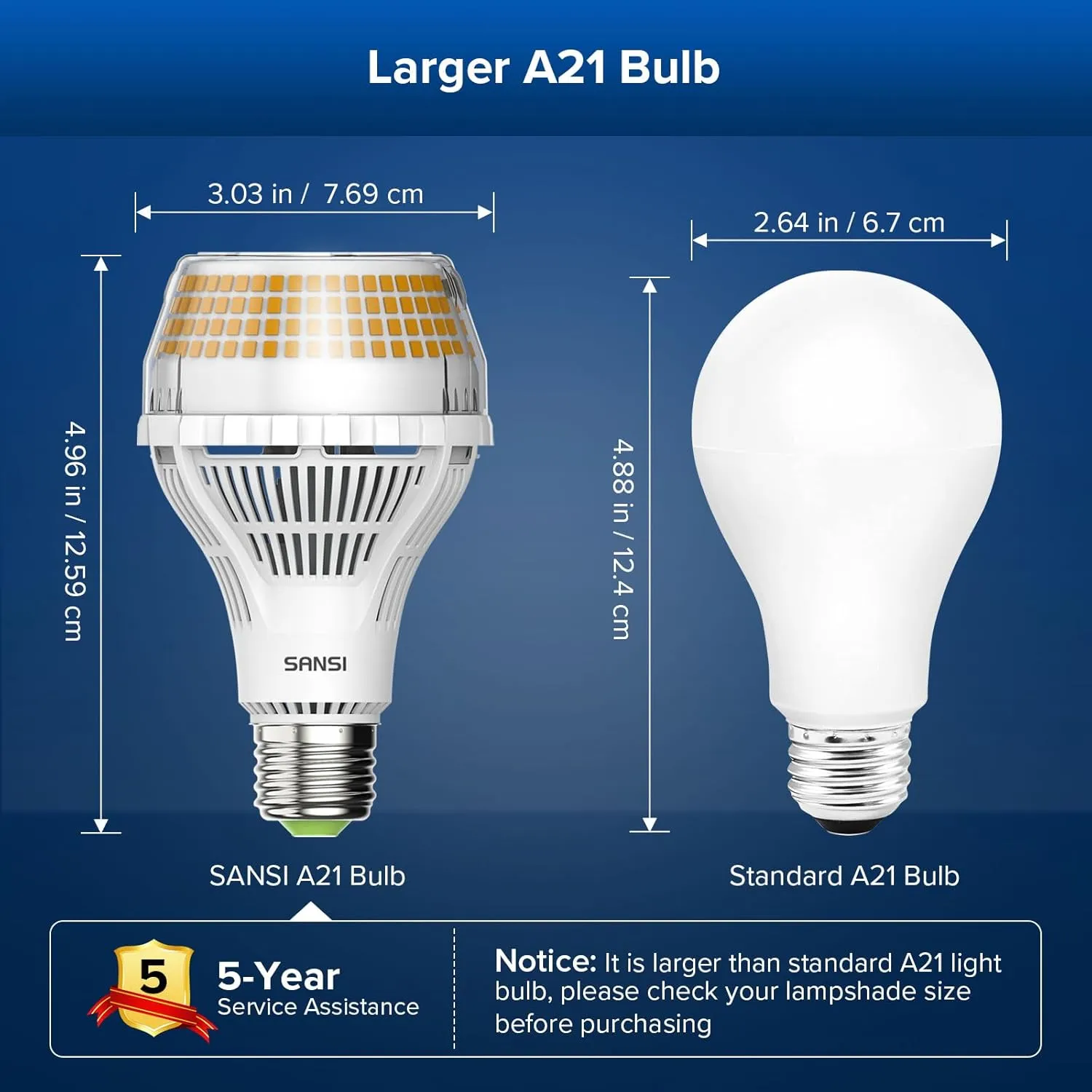 SANSI 400W Equivalent A21 LED Light Bulb, 3000K Soft Warm White 6000 High Lumens E26 LED Bulbs, Non-Dimmable Bulb w/Ceramic Technology, 40 Watt Power Energy Saving Light Bulb for Home Office