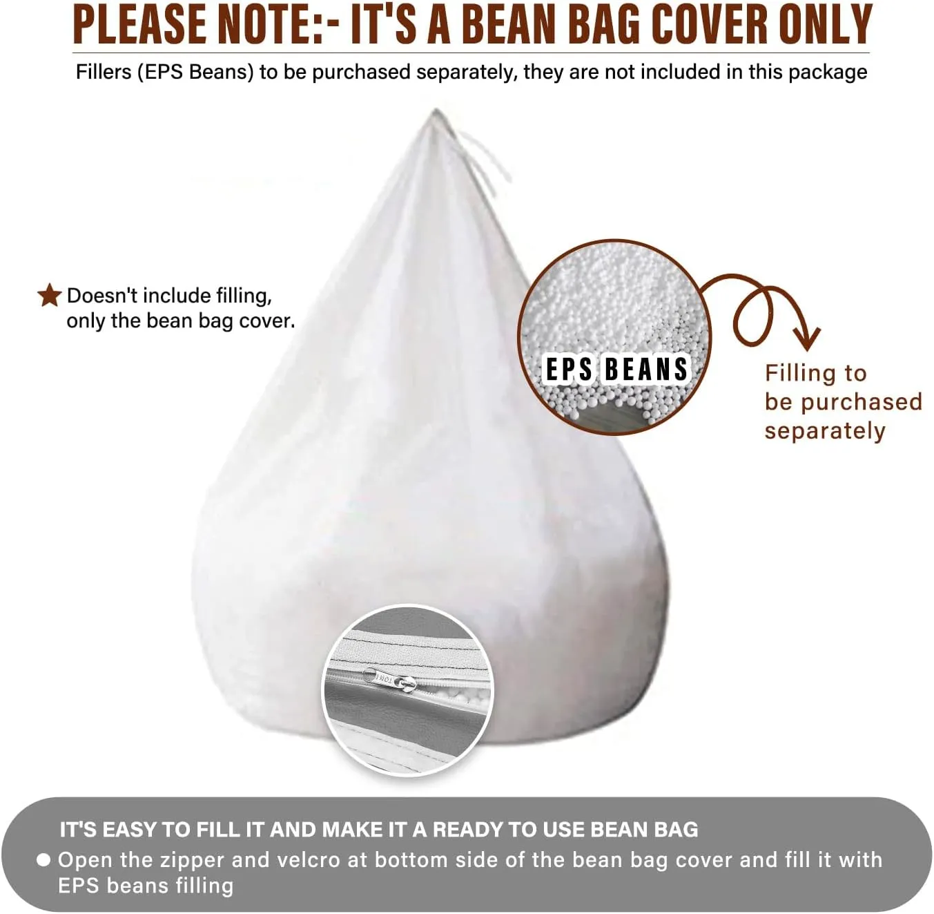 SATTVA 5ft All Weather Water Resistant Classic Bean Bag for Adults - Big Bean Bag Covers Only (No Filling), Love Sack Bean Bag Oversized, Washable Ultra Soft Zipper, for Dorm & Family Room (Red)