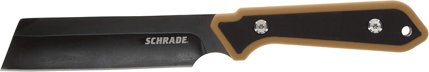 Schrade 4.5" Frontier Fixed Blade Knife with 3CR13 Steel Black Oxide Blade with Lanyard Hole and Hard Polymer Sheath for Outdoor Survival, Camping and Everyday Tasks, Tan
