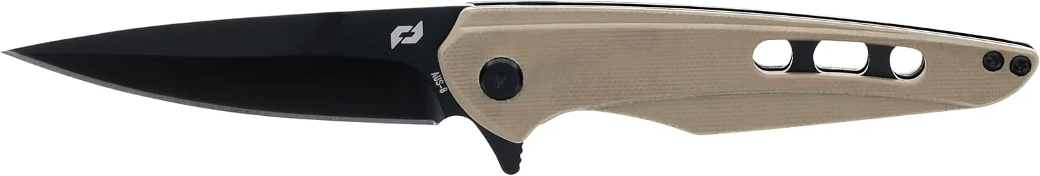 Schrade Delta Class Kinetic Folder Tan 7.38in with 3.5in AUS-8 Steel Blade and G10 Handle for EDC