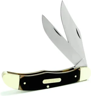 Schrade Old Timer 25OT Folding Hunter 9.3in Traditional Pocket Knife with 2 High Carbon SS Blades, Ergonomic Handle, and Leather Belt Sheath for EDC, Camping, Whittling, and Outdoors, One Size, Brown