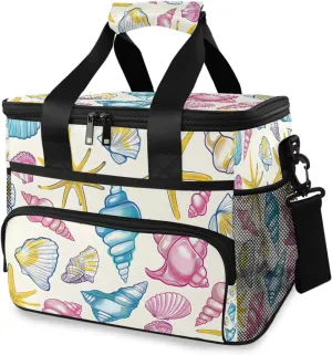Seashells Beach Cooler Bag Insulated Cooler Soft Sided Cooler 24 Can Portable Picnic Bag Large Leakproof Lunch Bag Box for Beach Grocery Camping Travel Car Men Women