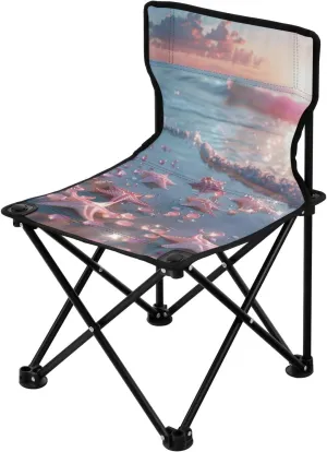 Seashore Starfish Portable Outdoor Folding Chair Anti-Slip Padded Oxford Cloth Stool Camping Chair Small for Beach Hiking Fishing Gardening Quad Camp Chair