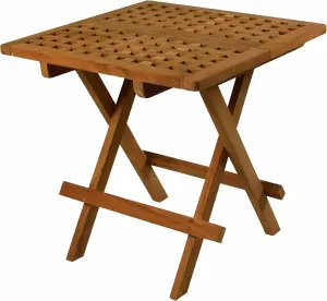 SeaTeak Square-Grate Top Folding Deck Table | Teakwood Folding Table | Small Folding Wood Table| 20" L x 20" W x 20" H
