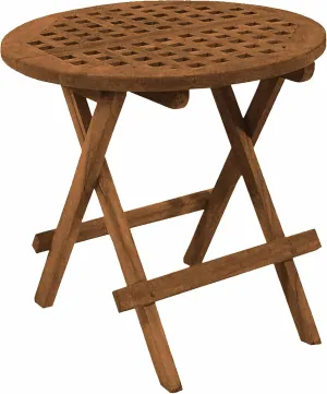 SeaTeak Wooden Round Folding Table, 20" Square, 20" High, 100% Solid Teak Wood, Weather Resistant, Perfect for Boats, Spas or Bathrooms, Hand Sanded and Finished