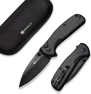 SENCUT ArcBlast Button Lock Knife for EDC, Folding Pocket knife with Aircraft-grade Aluminum Handle and 2.98" 9Cr18MoV Blade, Outdoor Gift for Men and Women S22043B-1 (Black)