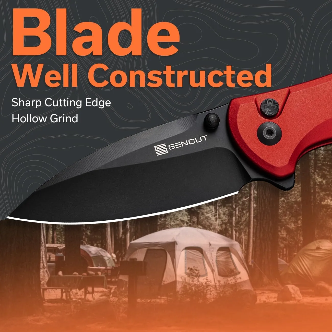 SENCUT ArcBlast Button Lock Knife for EDC, Folding Pocket knife with Aircraft-grade Aluminum Handle and 2.98" 9Cr18MoV Blade, Outdoor Gift for Men and Women S22043B-4 (Red)