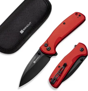 SENCUT ArcBlast Button Lock Knife for EDC, Folding Pocket knife with Aircraft-grade Aluminum Handle and 2.98" 9Cr18MoV Blade, Outdoor Gift for Men and Women S22043B-4 (Red)