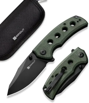 SENCUT Excalis Folding Pocket Knife, EDC Knife with 2.97" Blade & G10 Handle Camping Knife with Reversible Clip for Outdoor Men Women Gifts (Green)