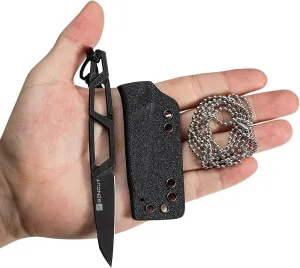 SENCUT TEXO Small Fixed Blade Knife, Neck Knife, 1.97" 9Cr18MoV Blade with Kydex Sheath & Chain, EDC Knife with Lanyard for Outdoor Camping, Designed by Ostap Hel