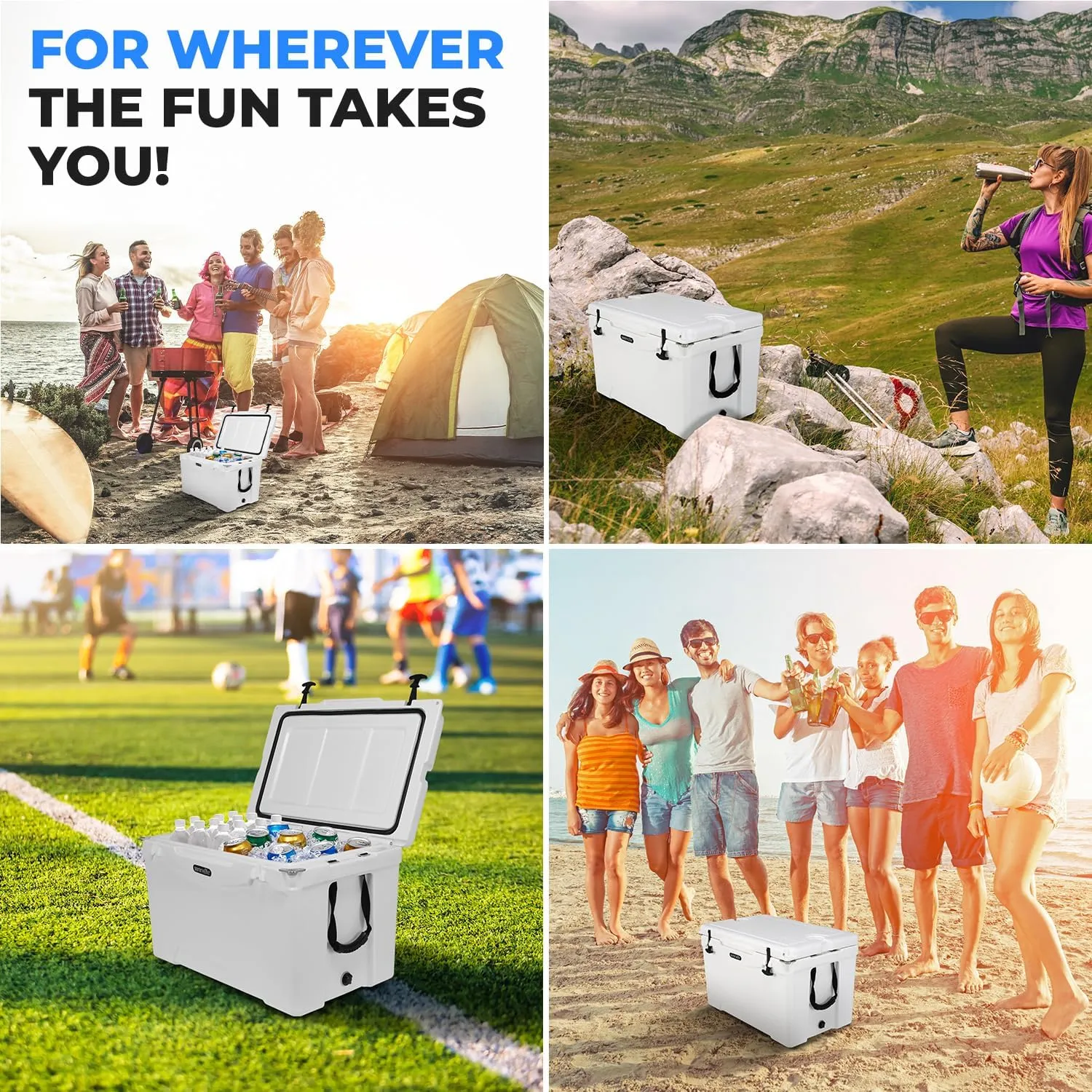 SereneLife Ultra-Tough 50 Quart Rotomolded Cooler Box, Holds Upto 64 Cans, Keeps Ice Up to 5 Days, Heavy-Duty Insulated Portable Ice Chest Box, Ideal for Camping, Beach, and Outdoor Adventures