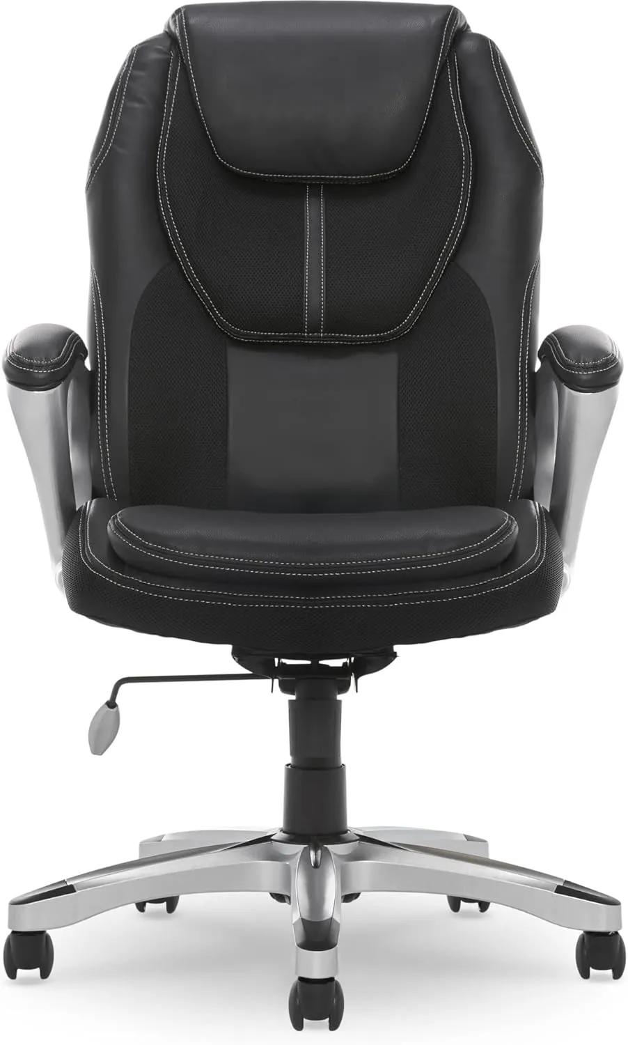 Serta Amplify Executive Office Padded Arms, Adjustable Ergonomic Gaming Desk Chair with Lumbar Support, Faux Leather and Mesh, Black