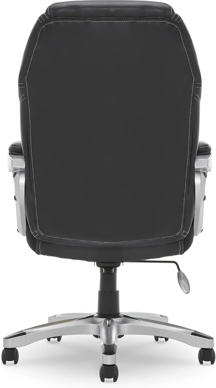 Serta Amplify Executive Office Padded Arms, Adjustable Ergonomic Gaming Desk Chair with Lumbar Support, Faux Leather and Mesh, Black