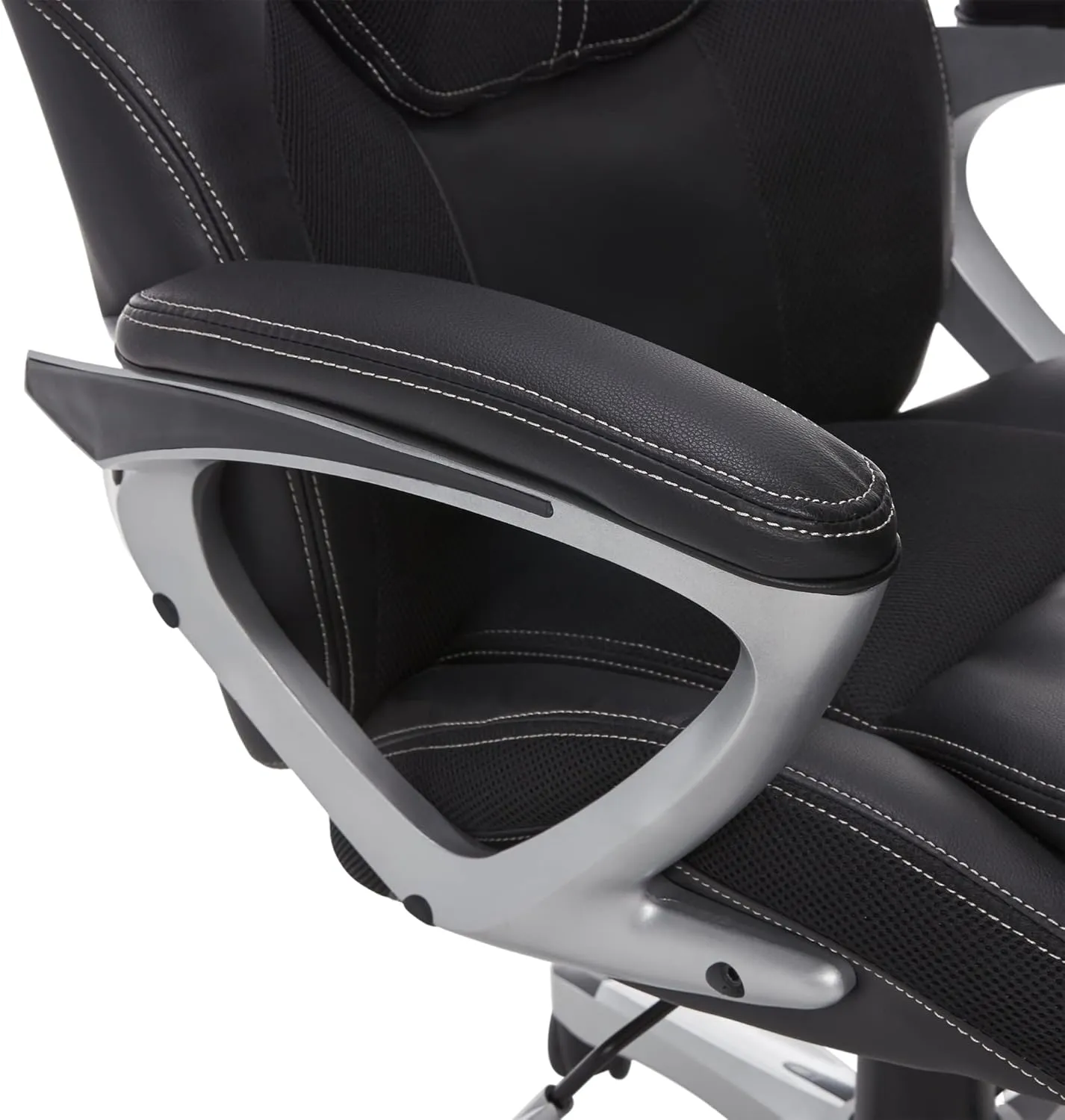Serta Amplify Executive Office Padded Arms, Adjustable Ergonomic Gaming Desk Chair with Lumbar Support, Faux Leather and Mesh, Black