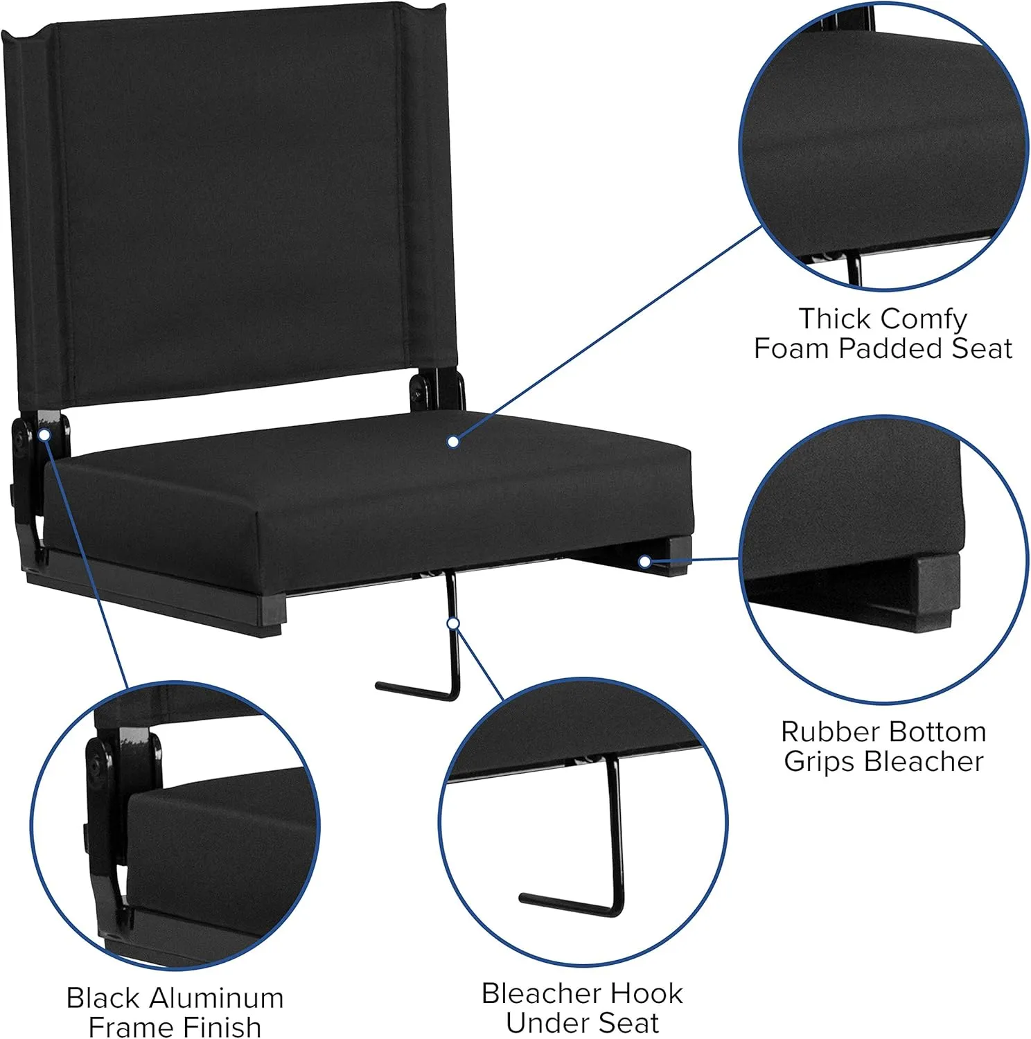 Set of 2 500 lb. Rated Lightweight Stadium Chair with Ultra-Padded Seat