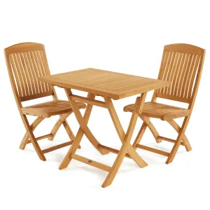 SET568-525 - Asia teak folding table - Rectangular 35" with 2 Colorado folding chairs