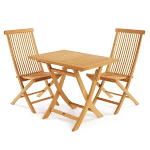 SET568-533 - Asia teak folding table - Rectangular 35" with 2 Klip Klap folding chairs
