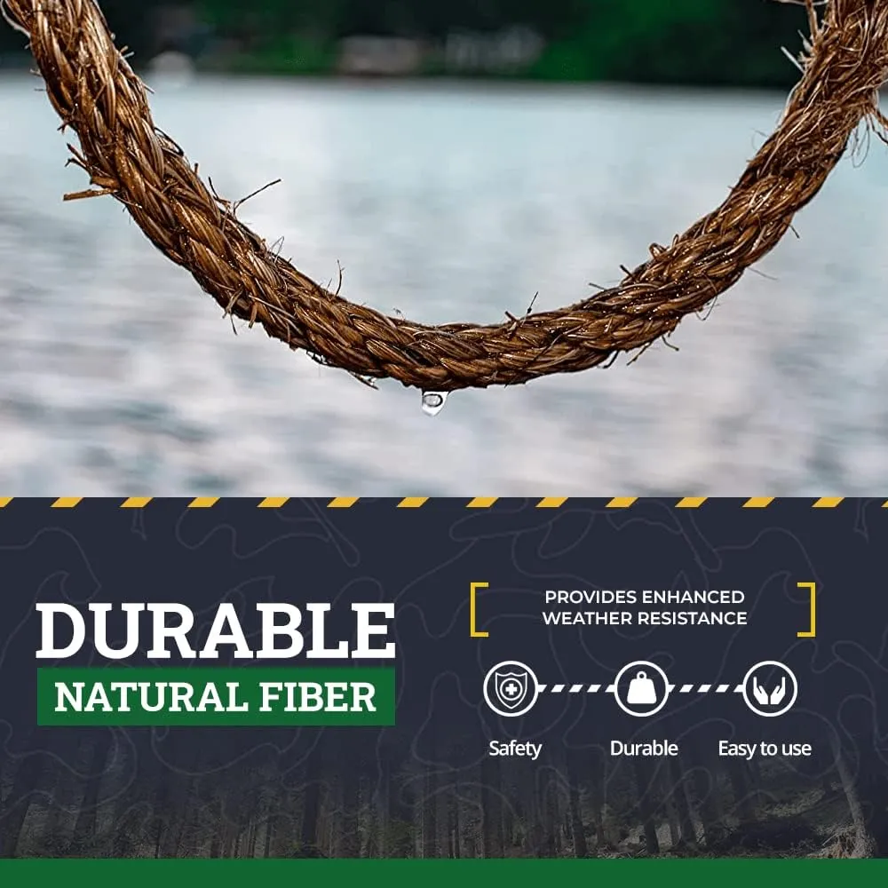 SGT KNOTS Twisted Manila Rope - Natural 3 Strand Fiber Hemp Rope for Indoor and Outdoor Use - Multipurpose Manila Rope for Crafts, DIY Projects, Home Decorating, Climbing - 3/8 in x 200 ft