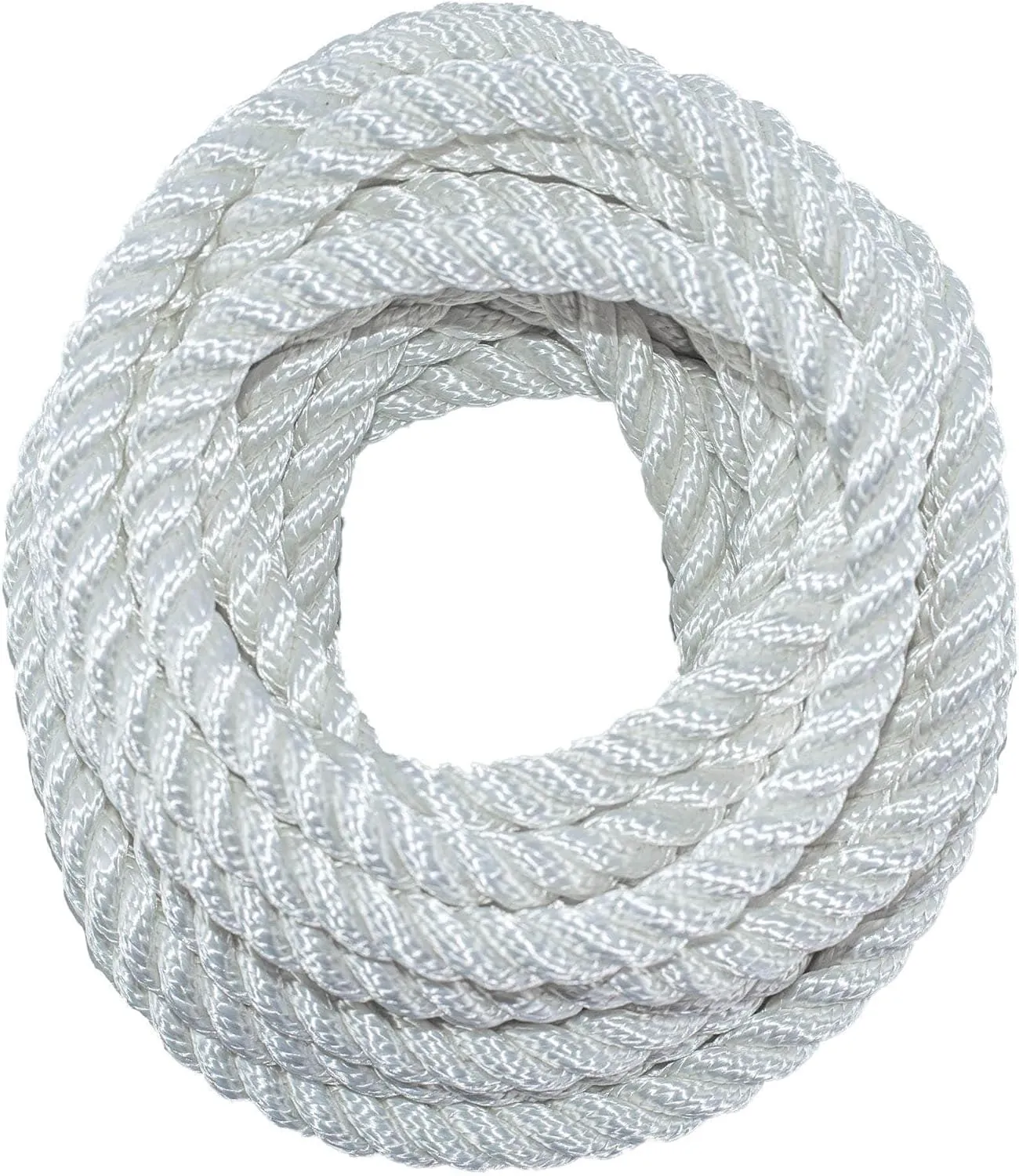 SGT KNOTS Twisted Nylon Rope – Heavy Duty All Purpose Utility Cord for Indoor & Outdoor Use, Medium Stretch – Ideal for Towing, Dock Lines, Crafts, Camping, Survival Gear (3/4" x 25ft, White)