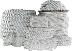 SGT KNOTS Twisted Nylon Rope – Heavy Duty All Purpose Utility Cord for Indoor & Outdoor Use, Medium Stretch – Ideal for Towing, Dock Lines, Crafts, Camping, Survival Gear(1/2" x 100ft, White)