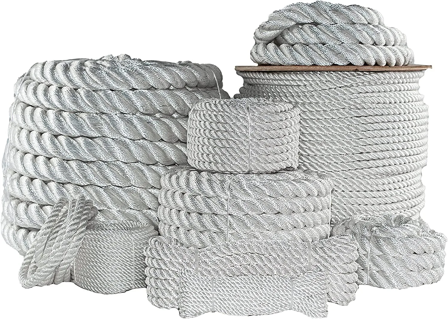 SGT KNOTS Twisted Nylon Rope – Heavy Duty All Purpose Utility Cord for Indoor & Outdoor Use, Medium Stretch – Ideal for Towing, Dock Lines, Crafts, Camping, Survival Gear(1/2" x 100ft, White)