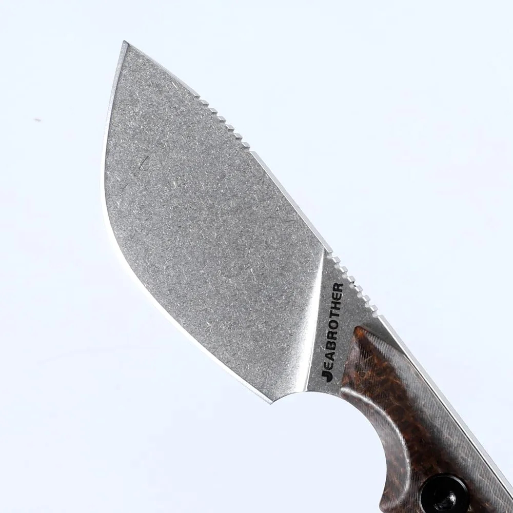 sheathed DC53 blade fixed knife hunting knife, linen handle fruit knife (Linen handle type A)