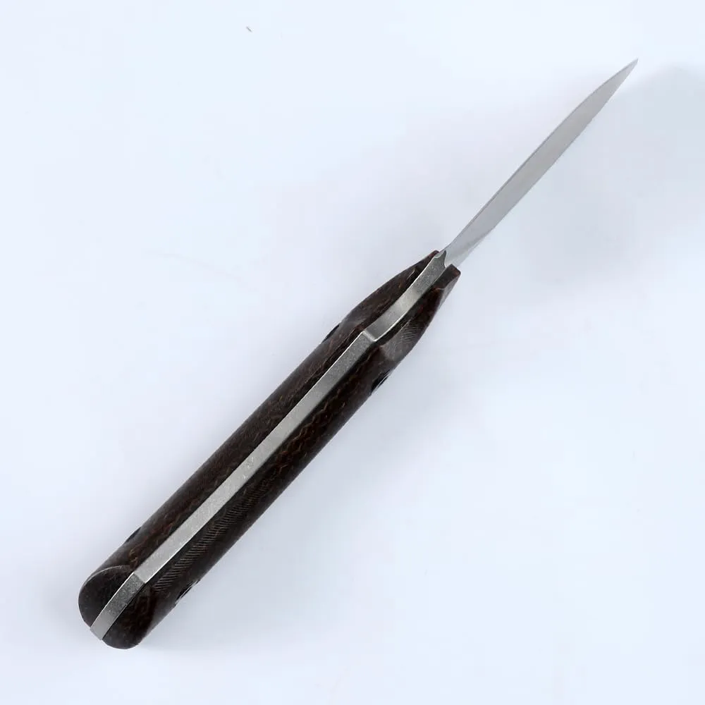 sheathed DC53 blade fixed knife hunting knife, linen handle fruit knife (Linen handle type A)