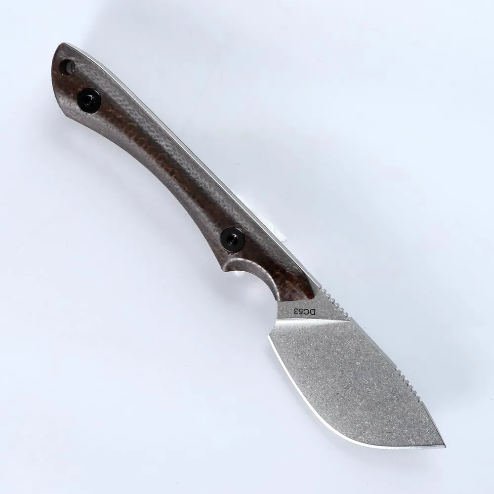 sheathed DC53 blade fixed knife hunting knife, linen handle fruit knife (Linen handle type A)