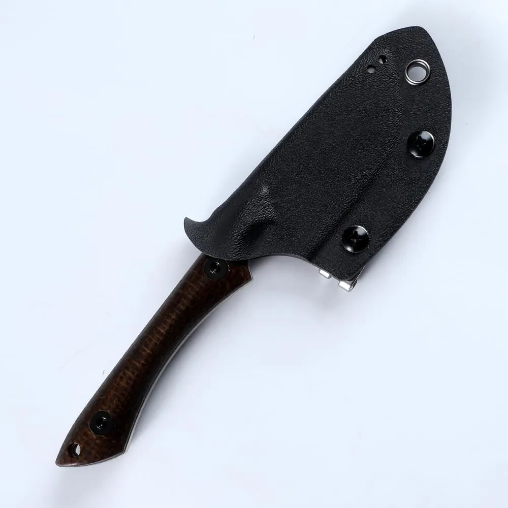 sheathed DC53 blade fixed knife hunting knife, linen handle fruit knife (Linen handle type A)