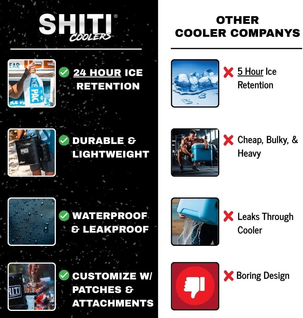SHITI Coolers Cooler for Camping, Travel, Beach, Soft Lunch Box for Food, Drinks & Ice, Portable, Waterproof 24 Hr Insulated Bag with Shoulder Straps, Customizable