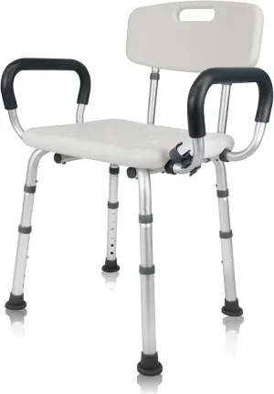 Shower Chair Seat with Arms and Back, Padded Handicap Shower Chair for Inside Shower, Adjustable Heavy Duty Shower Bench for Adults, Elderly and Disabled, Tool (Upgrade Shower Chair)